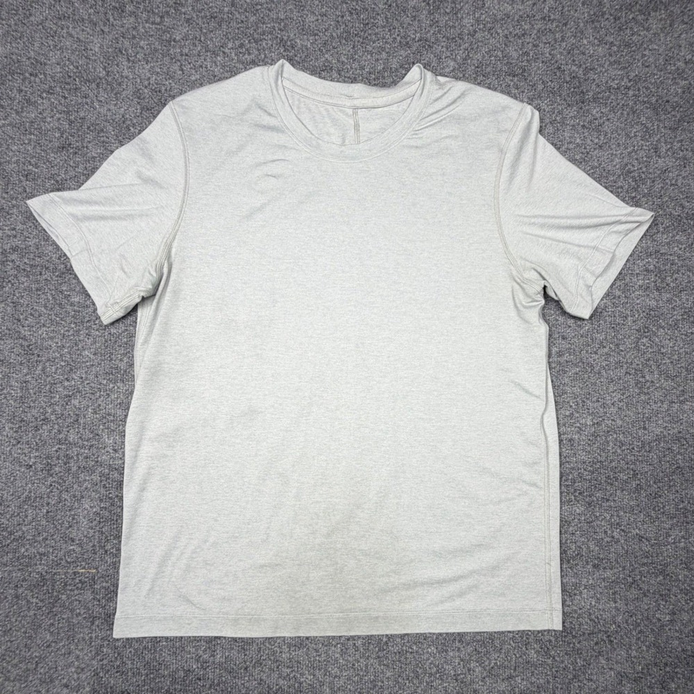 Lululemon Mens Short Sleeve T-Shirt Light Gray Crew Neck L(See Discription)